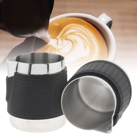 Handleless Milk Pitchers 2Pcs - 12 oz Creamer Pitcher Bell Creamers Jug, Espresso Steaming Pitcher with Round Spout, Stainless Steel Milk Frothing Jug, Foaming Pitcher Non-Stick, Premium Barista Tool