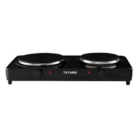 Tayama Dual Burner 6.5 in. and 6 in. Black Diecast Hot Plate with Temperature Controls