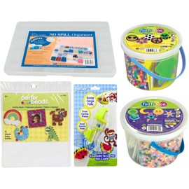 Fuse Beads Starter Kit - Glow in The Dark Kit and 6000 Count Everyday Buckets, Ironing Papers, Bead Pen and Craft Storage Box