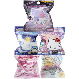 Characters Sanrio Bath Balls, Random 5 Piece Set (3 Pieces, 2 Limited Time Only), Shuwatama Assorted, Luminous Bath Solution, Kids, Boys, Girls, Present, Lucky Bag, Luminous Limited Edition Series