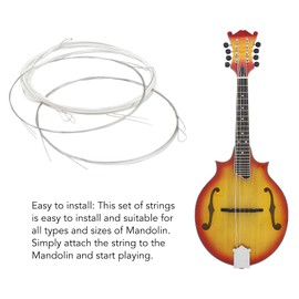 8Pcs Mandolin Strings Silver,Mandolin Strings Kit Mandolin Strings Plated Copper Alloy Strings Replacement Clear Beautiful Timbre Mandolin String Set Mandolin Accessories