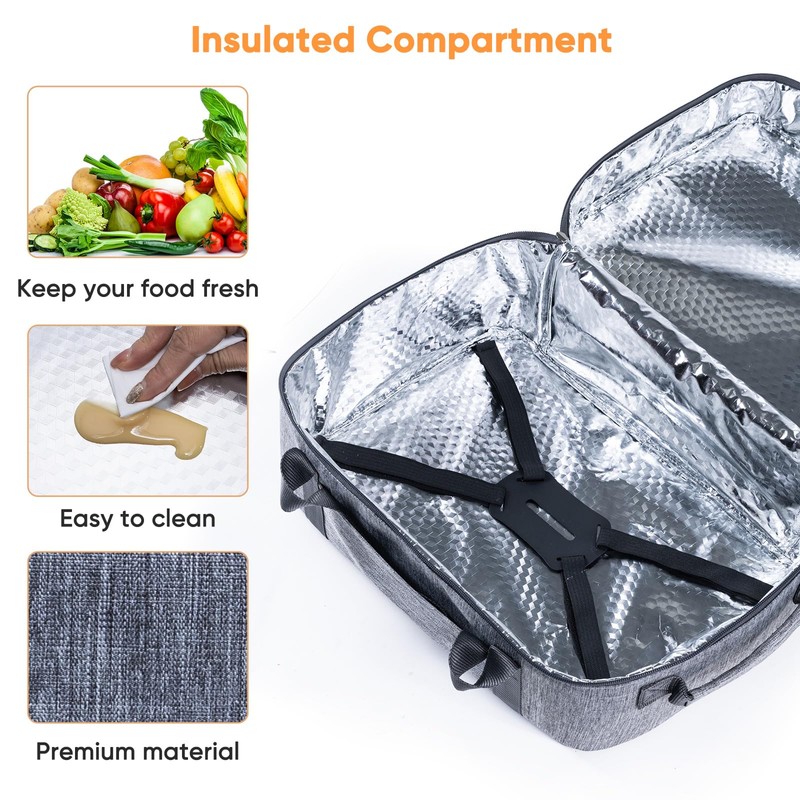 BAGSPRITE Double-Layer Slow Cooker Carrying Bag for 6-8 Quart CrockPot