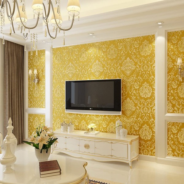Q QIHANG Self-Adhesive Non-Woven Fabric 3D Wallpaper Simple European Style