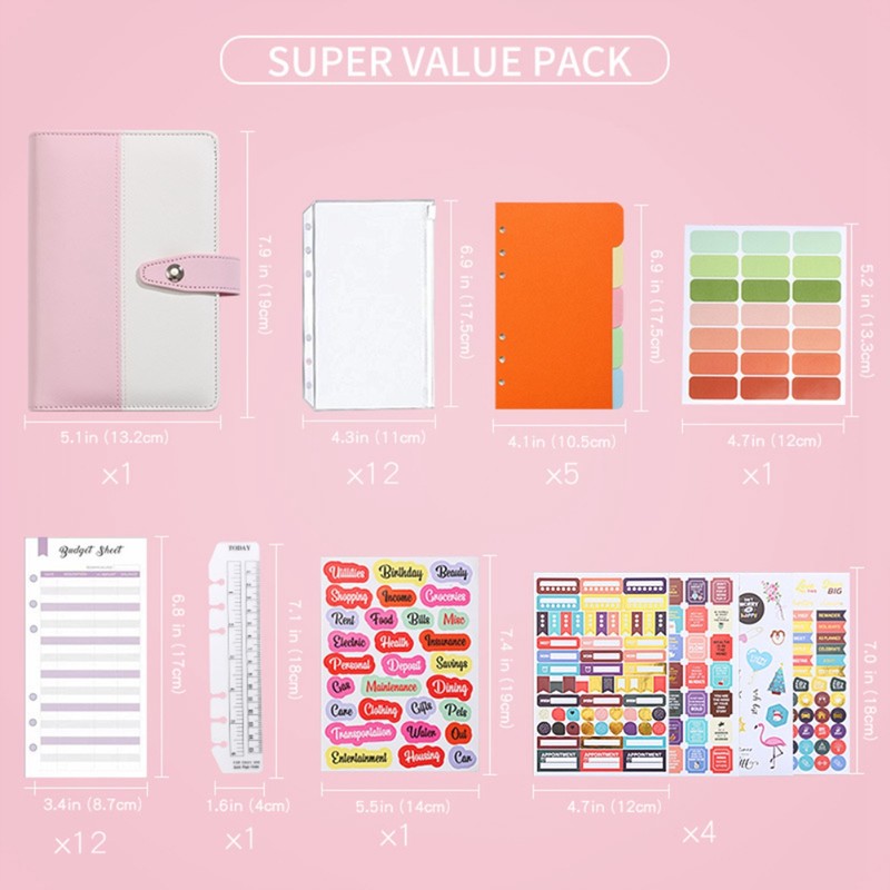 A6 PU Leather Budget Organiser with Buckle Budget Planner Financial