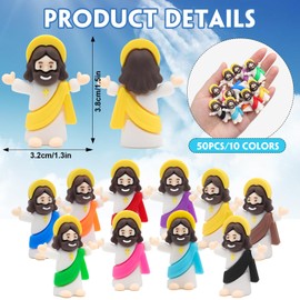 Yelakey Mini Jesus Figures 50 Pack Christ Jesus Figurines Original Design Little Pocket Jesus to Hide and Seek Religious Party Favors Baptism Gifts Sunday School for Easter Egg Stuffers Fillers