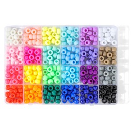 Hudinsun 24 Colors Pony Beads for Bracelets, 6x9mm Large Plastic Pony Beads Set Kandi Beads Friendship Bracelet Making Kit for DIY Crafts and Jewelry Making (400pcs)