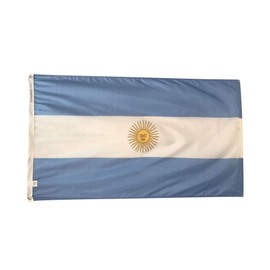 3x5' Argentina Flag, Durable and Fade Resistant All Weather Nylon, With Canvas Header and Brass Grommets, 4 Rows of Fly End Stitching, Made in USA