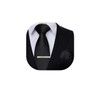 HISDERN Black Ties for Men 3.4" Solid Color Wedding Business Funeral Tie and Pocket Square with Clip Mens Necktie Hankerchief Wedding Formal Classic Neckties Set