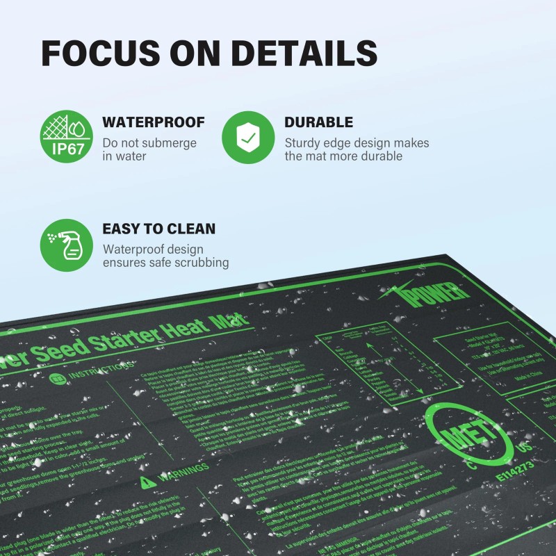 iPower 10" x 20" Seedling Heat Mat Warm Hydroponic Heating