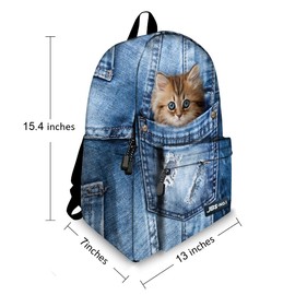 JBS-NO.1 Cute Cats Backpack for Teen Girls Boys,Canvas Dogs Animals BookBags for School (cat-5)