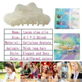 4.1inch Rainbow Colored Hair Clips for Thick Hair Cellulose Acetate Claw Clip Large Non-Slip Grip Clip Hair Accessories Unique Cloud Decorative Hair Claw