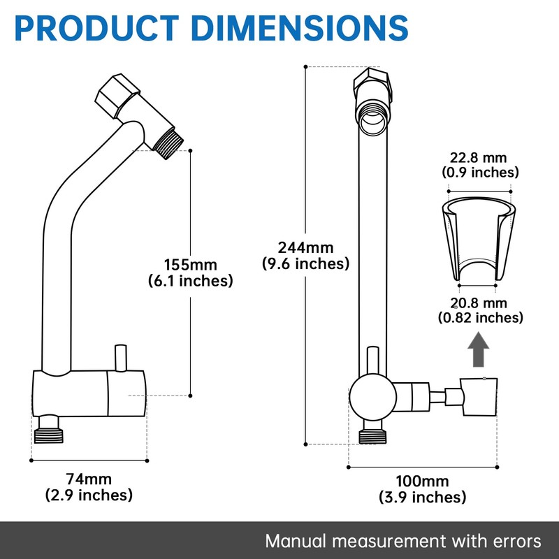 G-Promise All Metal Shower Diverter with Low Handheld Holder, 3-Way