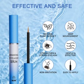 W3W Eyelash Growth Serum – Peptide Lash Enhancer for Longer, Thicker Lashes & Brows – Clinically Proven Natural Botanical Formula with Myristoyl Pentapeptide-4 & Helichrysum Extract (4ml)