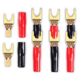 MEIRIYFA Y Plug Connector - 8 Pcs Y Spade Gold Plated U Fork Connector (Red and Black)