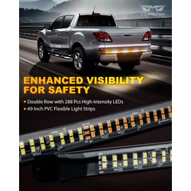 LUMENIX 49" Inch Strobe Light Strips, Back Window | Tailgate White Amber Warning Emergency Flashing Safety Double Row LED Strip Flexible Lights Bar w/Controller for Tow Work Trucks Vehicles SUV - 1PC