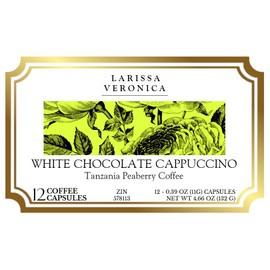 White Chocolate Cappuccino Tanzania Peaberry Coffee (Single Serve K-Cup Pods) (Gourmet, Naturally Flavored, Whole Coffee Beans) (12 pods, ZIN: 578113) - 2 Pack
