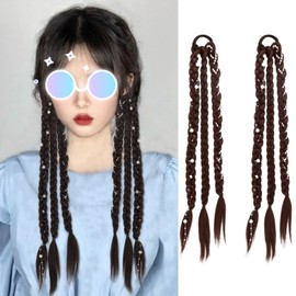 ABOFEISI Sweet & Cool Pearl Boxer Braids: Tie-On Dual Ponytail Hairpiece with Braided Twists