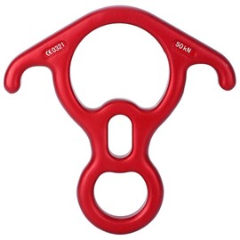 50KN Climbing Gear 8 Descender, Alta Resistencia Figura 8 Placa de Aparejo descendente para Rappelling Belaying Climbing(19 * 18 * 2cm-Rojo)
