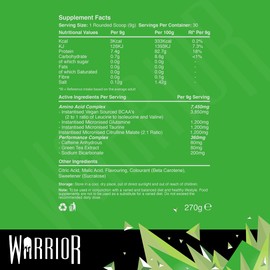 Warrior, Amino Blast - 270g - Branch Chain Amino Acid Powder (BCAA) - Helps Build Lean Muscle and Speed Up Recovery, Sour Apple