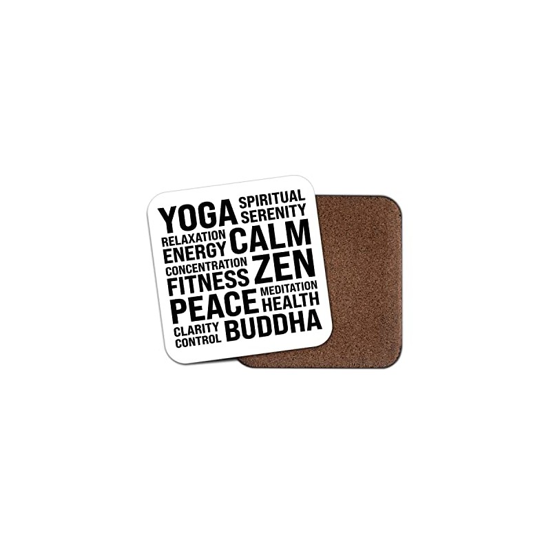 Square Single Coaster - Yoga Buddha Fitness Peace Meditation Words