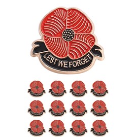 12/25/50/100PCS Poppy Flower Brooch Pins Lapel Pin Memorial Day Lest We Forget enamel Poppy Pin Red Black Poppy Pin Poppy Badge (12)