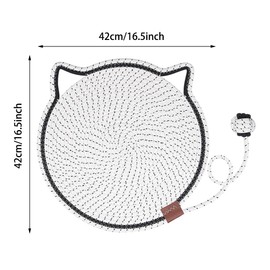Natural Cotton Rope Round Horizontal Scratching Pads with Ball Toy,16.5''Horizontal Floor Cat Scratching Pads for Indoor Cats,Cat Furniture Protector for Wall, Carpets, Hand Washable,White