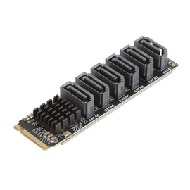 SATA Expansion M.2 to 6 Port SATA3.0 ASM1166 Expansion Card M Key PCIe M.2 Support Windows 7/8/10/11 Linux
