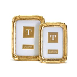 Two's Company Set Of 2 Gold Leaf Photo Frames