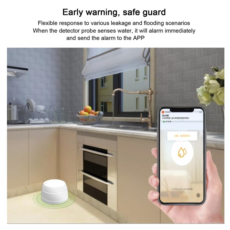 Water Leak Sensor Wifi Intelligent Overflow Warning Buzz 3V for