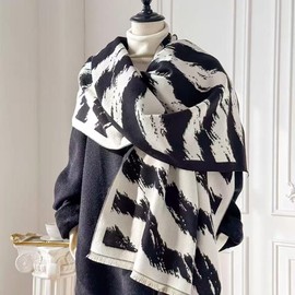 FairyCity Women's Soft pashmina Shawl,Winter Warm blanket Scarf Fringed Edge Cashmere Shawls Wraps Black zebra stripes