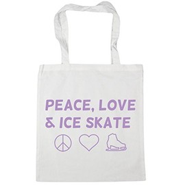 Hippowarehouse Peace, Love and Ice Skate Tote Shopping Gym Beach Bag 42cm x38cm, 10 litres