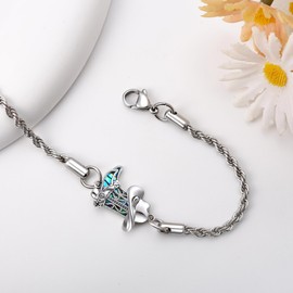 URONE Cowboy Bracelet 925 Sterling Silver Cowgirl Boot Hat Bracelet Western Jewelry For Women Men