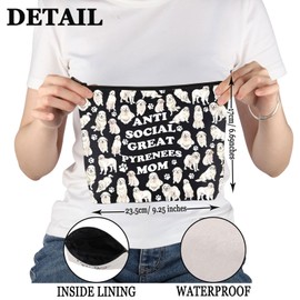 PWHAOO Great Pyrenees Lover Gift Antisocial Great Pyrenees Mom Makeup Bag Great Pyrenees Owner Cosmetic Bag Who Loves Great Pyrenees Gift (Antisocial Great Pyrenees Mom M C)