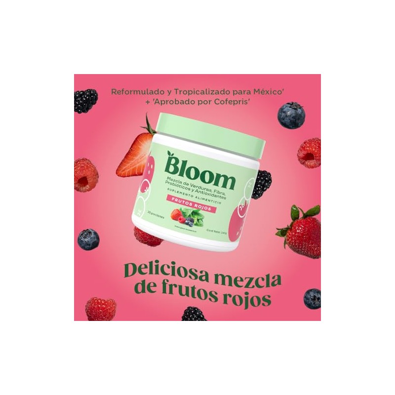 Polvo Verde Super Greens Bloom Nutrition Probióticos Enzimas Digestivas Spirulina