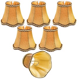 Hedume 6 Pack European Lamp Shade, Modern Clip On Droplight Wall Lamp, Chandelier Clip on Fabric Drum Lamp Shade for Table Candle Wall Light Replacement