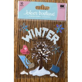 Jolee's Boutique RARE Jolees Winter Sled Holiday Gloves Snow Flakes Christmas Scrapbook Stickers