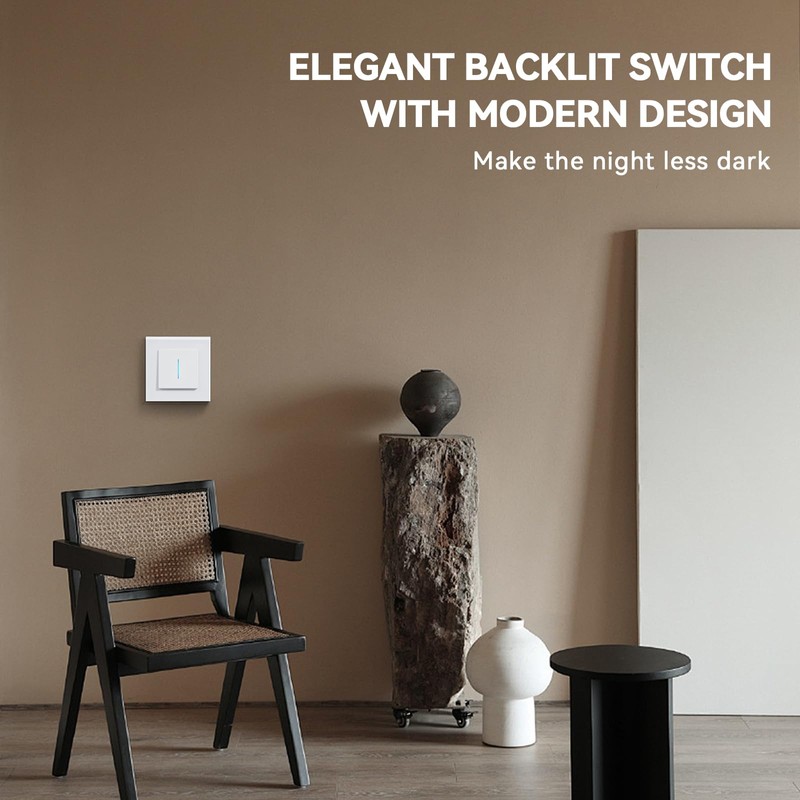 BSEED Light Switch Reset Switch, Flush-Mounted Switch with Claws, E-series,