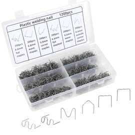 Hovom 1200PCS Plastic Welding Staples, 6 Sizes 0.6mm 0.8mm Big Wave Plastic Welder Staples, Stainless Steel Hot Staple for Car Bumper Repair, Bumper Welding Rods Repair Kit (1200PCS)