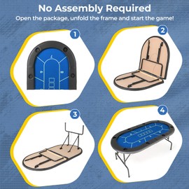 Giantex 72" Poker Table Foldable, 8 Player Folding Card Board Game Table w/ 8 Cup Holders, Casino-Grade Felt Surface, Portable Oval Texas Holdem Poker Tables for Blackjack Casino, No Assembly Required