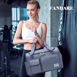 FANDARE Travel Bag Sport Duffel Bag Gym Tote Bag Large Capacity Overnight Handbag Ultra-Light Waterproof Shoulder Crossbody Bag for Sport Weekender Gym Hospital Vacation for Men Women Blue