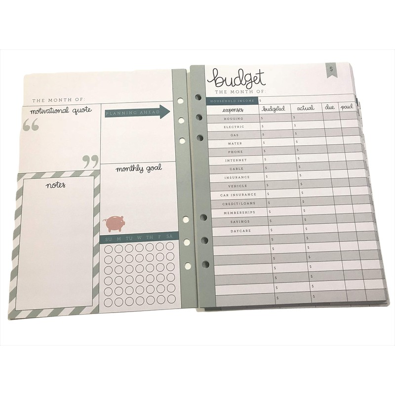 Budget Planner Inserts for 6 Ring Binder Planner, 26 Double