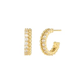 [Exclusive] Gold&Deer 14K Goldfield Party Glam Cubic & Ball Ring Earrings Yellow Gold / [단독] 골드앤디어 14K 골드필드 파티 글램 큐빅앤볼 링 귀걸이 옐로우골드