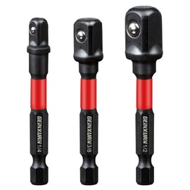 Geinxurn 3Pcs Impact Socket Adapter Set,1/4" 3/8" and 1/2" Drive, 3Inches Extension Bit with Holder, Adapt Your Power Drill to High Torque Impact Wrench