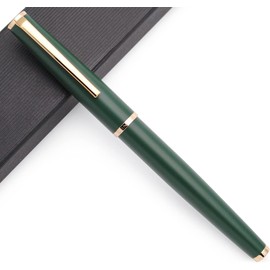JINHAO 95 Series - Pluma estilográfica de metal (negro con clip dorado, punta F 0,5 mm)