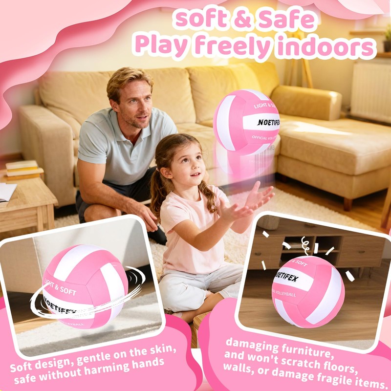 Noetifex Soft Volleyball-Super Soft Fabric Light Volleyball for Indoor Practice