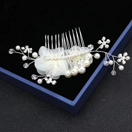 Cubahop Bridal Wedding Flower Hair Comb Slides Silver Bridal Crystal Hair Accessories Rhinestone Floral Headpiece for Women and Girls