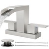 Cobbe Waterfall Bathroom Faucets 3 Hole, Brushed Nickel Bathroom Sink