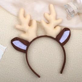 Christmas Headbands Reindeer Antlers Headband Women's Fawn Horn Headband Fluffy Realistic Deer Antlers Headband Party Cosplay Deer Costume for Christmas (Color - 1, 1 size)