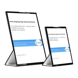 ECKEK Paper Made Slanted Sign Holder, Menu Displays Sign Stand A4/A5/A6 (Black A4 210×297mm/8.27×11.69 inches)