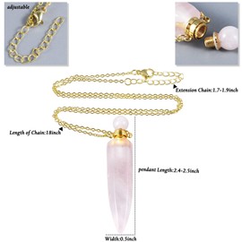 Nupuyai Natural Rose Quartz Crystal Stone Essential Oil Diffuser Necklace for Women and Men, Hexagonal Perfume Bottle Pendant